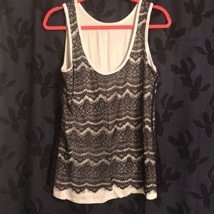 White tank with black lace overlay